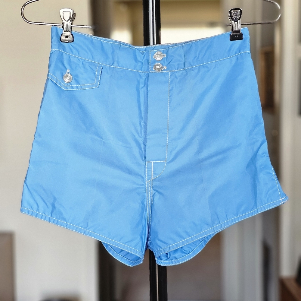 Birdwell Womens Beach Britches High-Waist Swim Shorts in Sky Blue